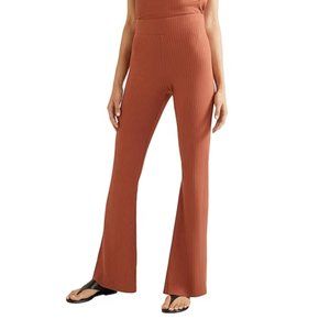 Cale Dark Burnt Orange Brown Ribbed Flare Casual Pants sz M